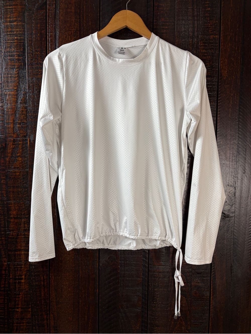 Women’s Lacoa White Long-Sleeve Performance Top with Drawstring Hem